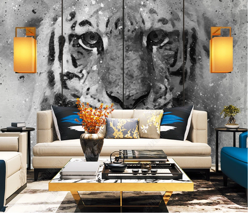 3D Watercolor Animal Tiger Wall Mural Wallpaper Lqh 141