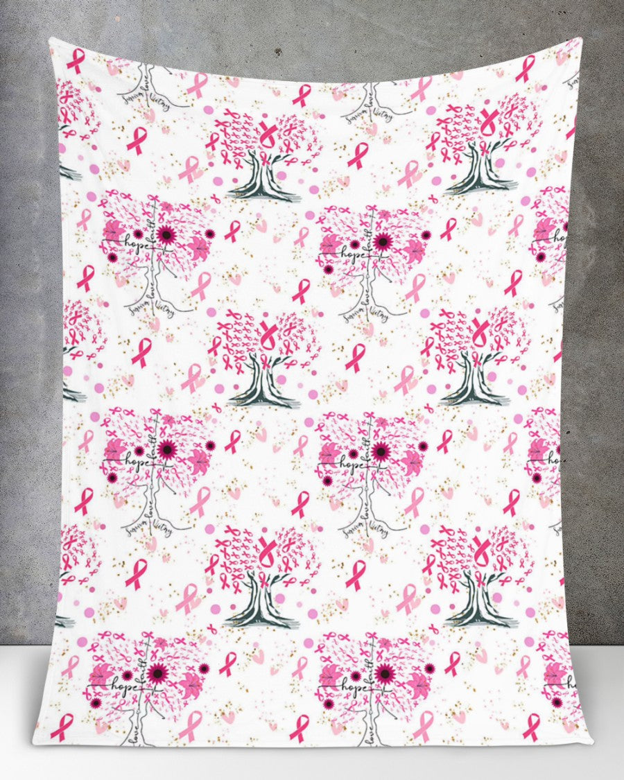 Breast Cancer Blanket, Breast Cancer Awareness Month Blanket , Pink Ribbon Breast Cancer Blanket