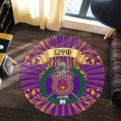 Omega Psi Phi Round Rug – Fraternity Vintage Style Round Rug