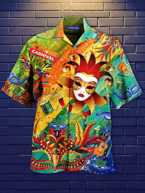 Colorful Carnival Festival Funny Mardi Gras Hawaiian Shirt For Men Women Ha6669