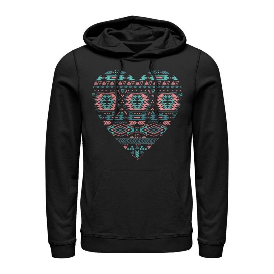 Lost Gods Men’s Southwest Print Heart  Lightweight Hoodie Black