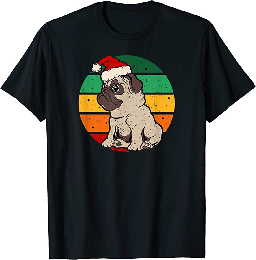 Pug Santa Claus Christmas Puppy Dog Vintage Holiday Xmas T-Shirt