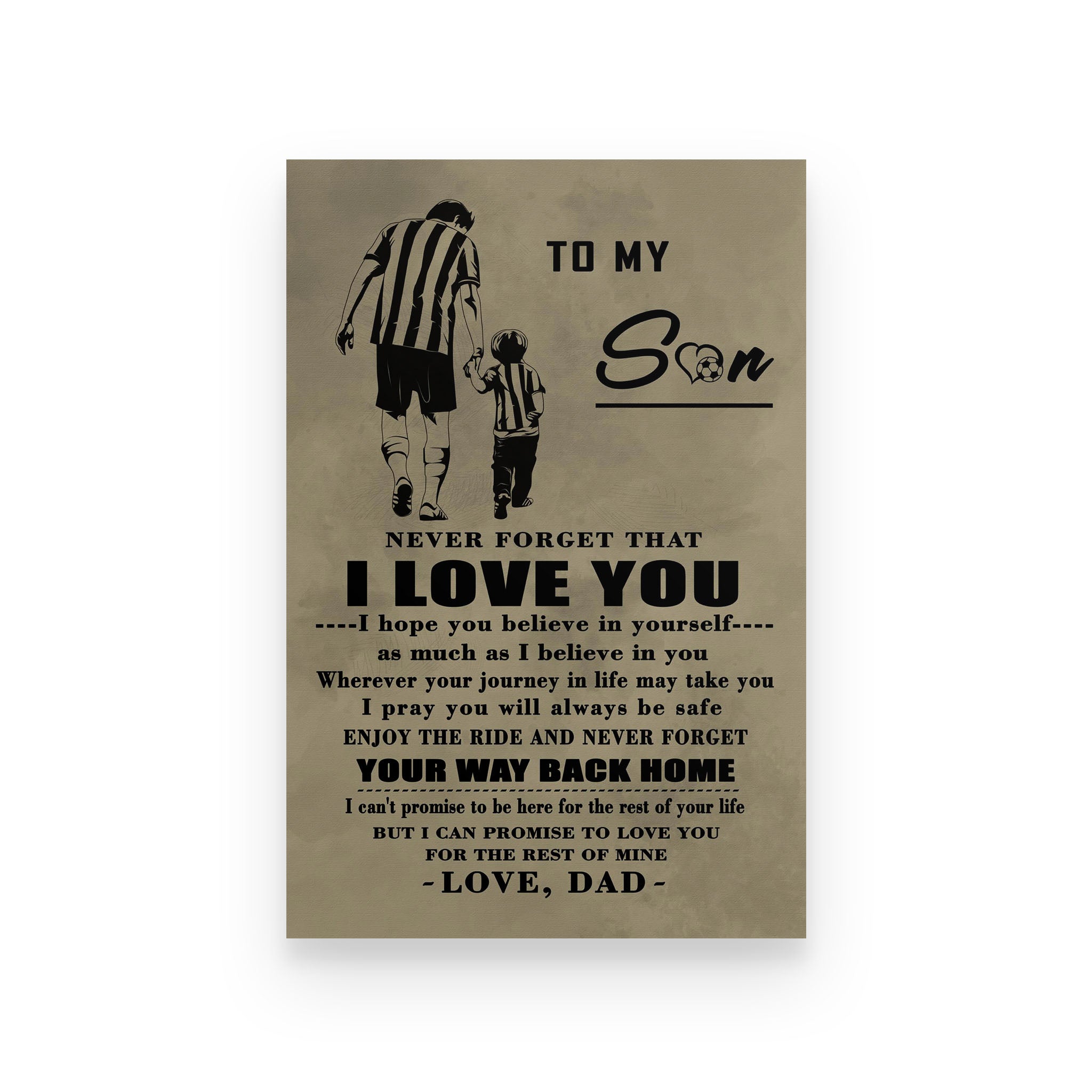 soccer poster dad to son never forget that i love you vs2