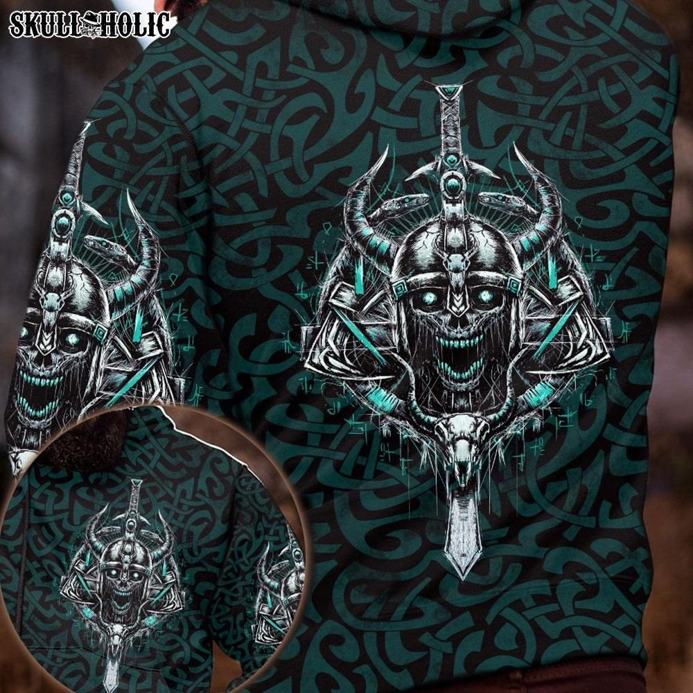 Viking Skull Hoodie 3D #Kv