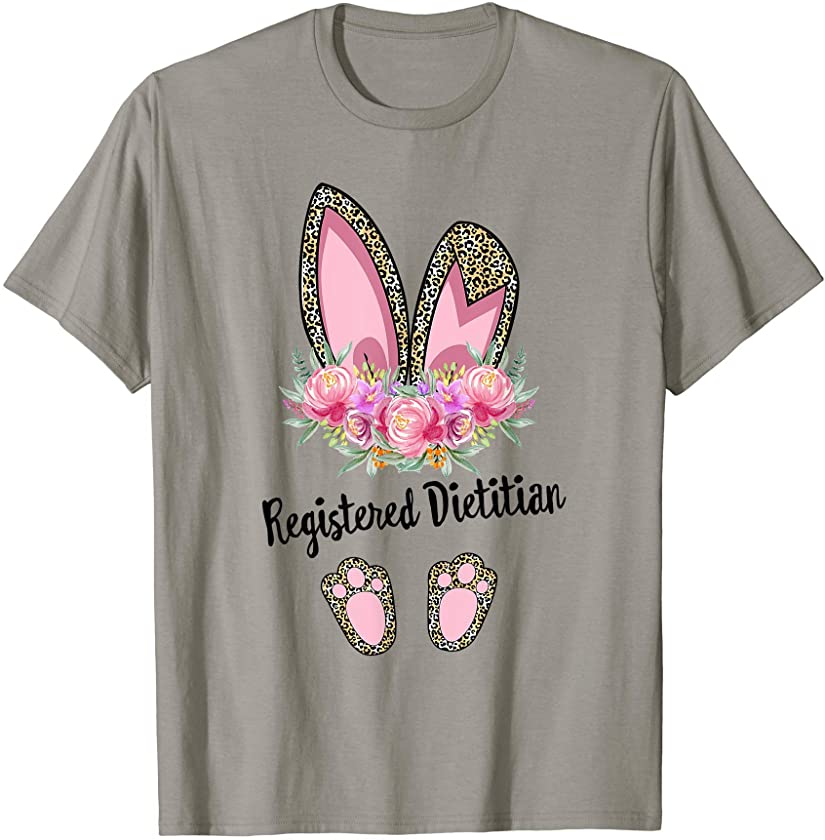 registered dietitian Bunny Leopard Floral Easter Mothers Day T-Shirt