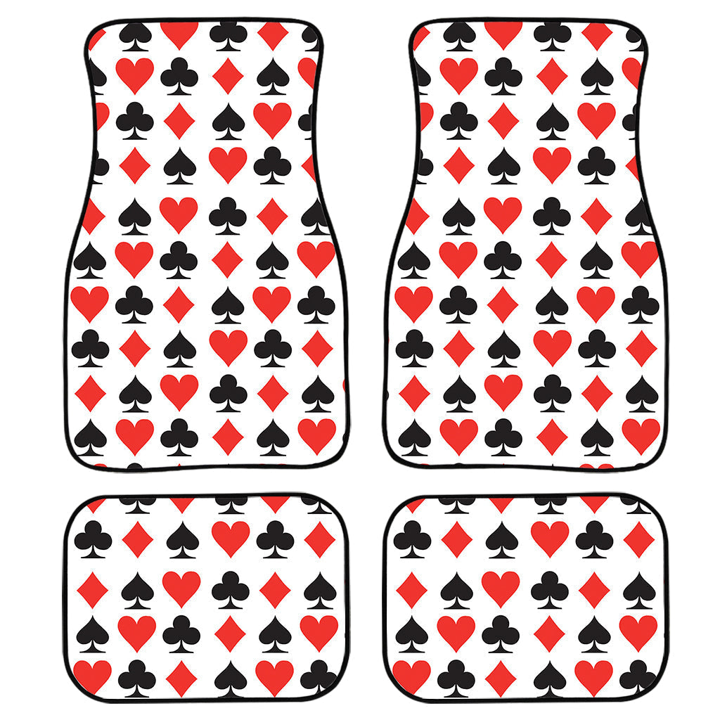 Playing Card Symbols Pattern Print Front And Back Car Floor Mats, Front Car Mat