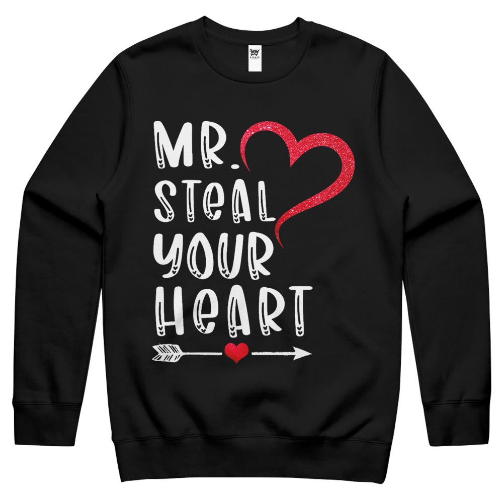 Boys Valentine Shirt Mr Steal Your Heart For Boys Men Gifts Crewneck Sweatshirt