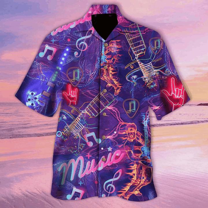 Neon Electric Guitar Hawaii Shirt For Men Women Ha29951