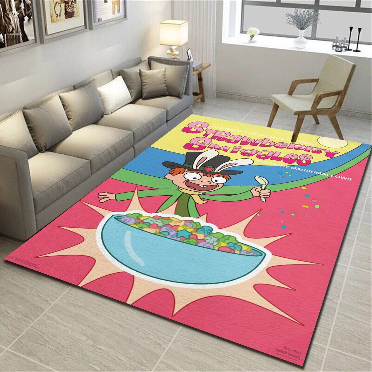 Rick And Morty Strawberry Smiggles Area Rugs, Living Room Bedroom Carpet