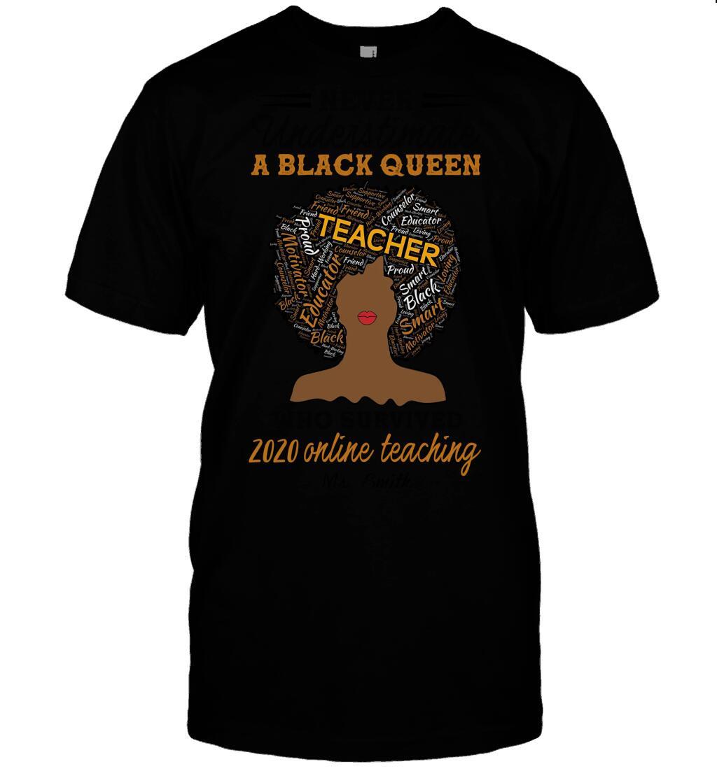 Custom Never Understimate A Black Queen Front Printed T-Shirt