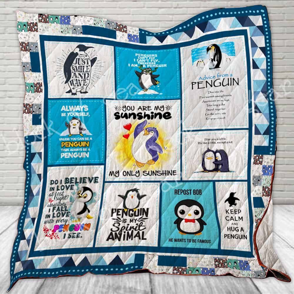 Animal Penguin You Are My Sunshine Quilt Blanket