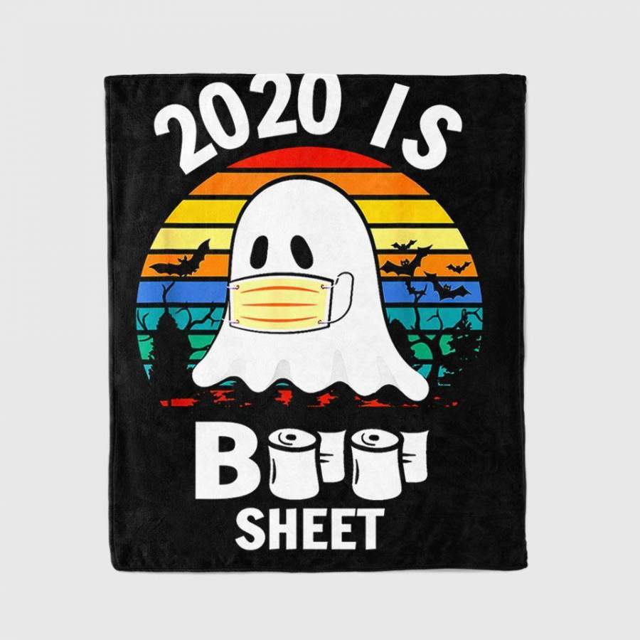 2020 Is Boo Sheet Ghost And Bats Funny Halloween Gift Blanket Personalized Fleece Blanket Halloween Gifts