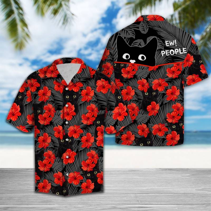 Black Cat Hawaiian Shirt Ha28658