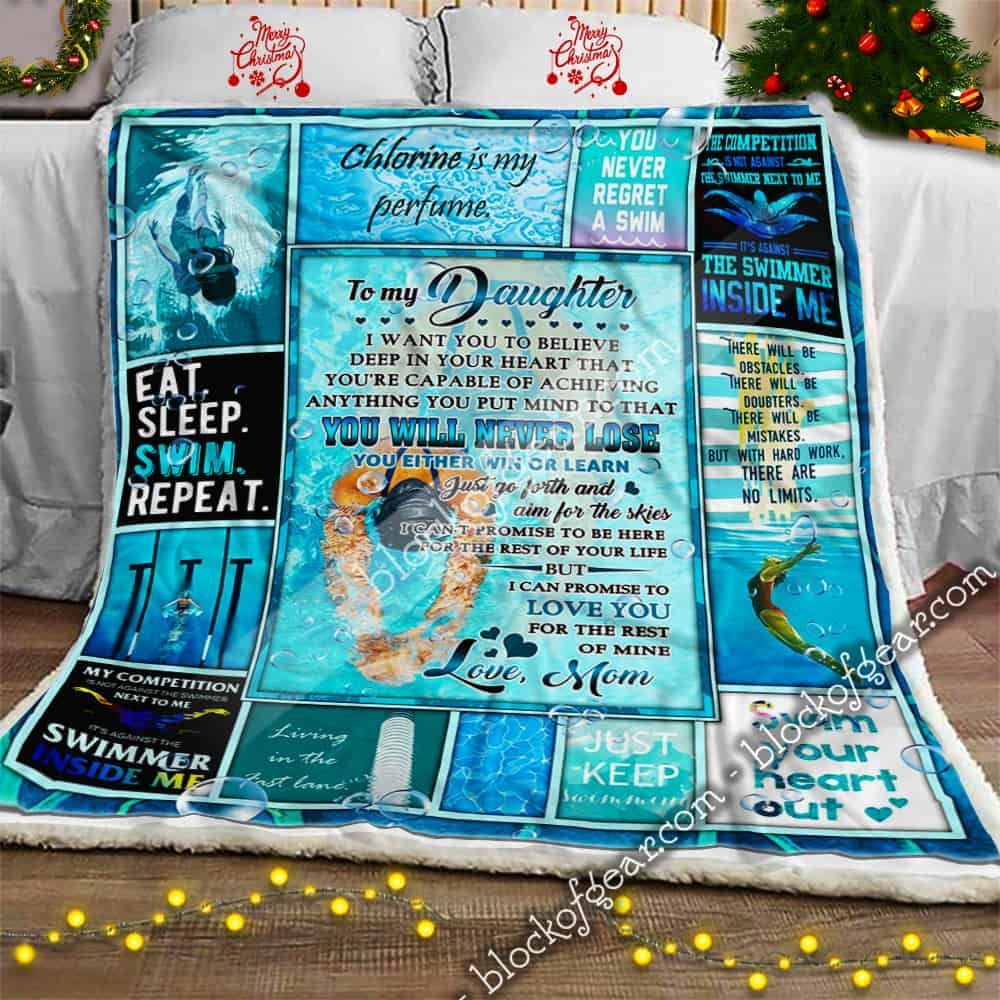 Swimming Daughter, Love, Mom Sofa Throw Blanket