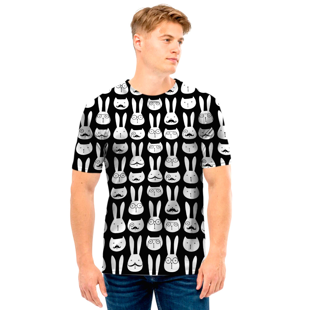 Rabbit And Cat Pattern Print Men’S T-Shirt