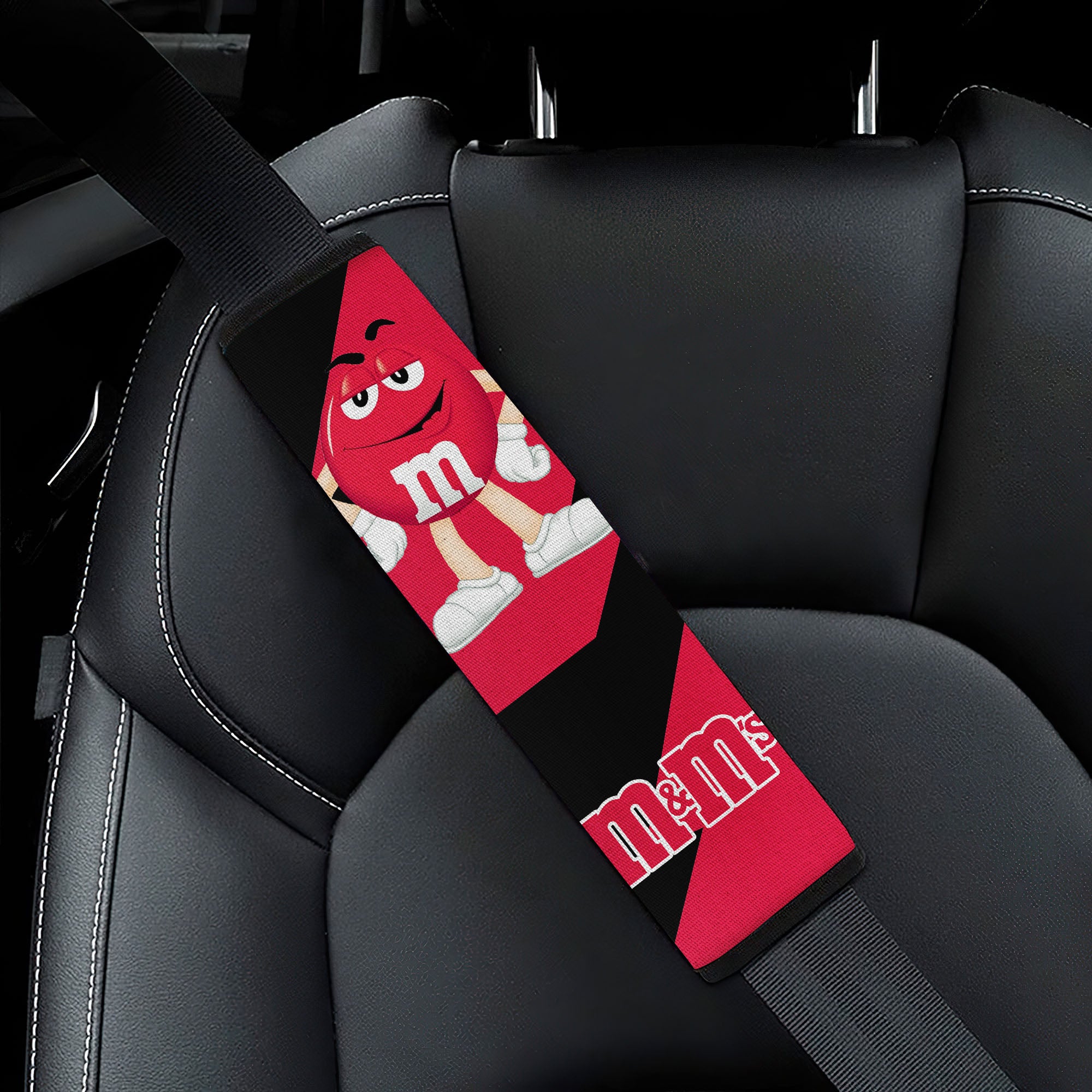 M&M’S Candy Ice Cream Cones Chocolate Red Car Seat Belt Covers Custom Car Accessories