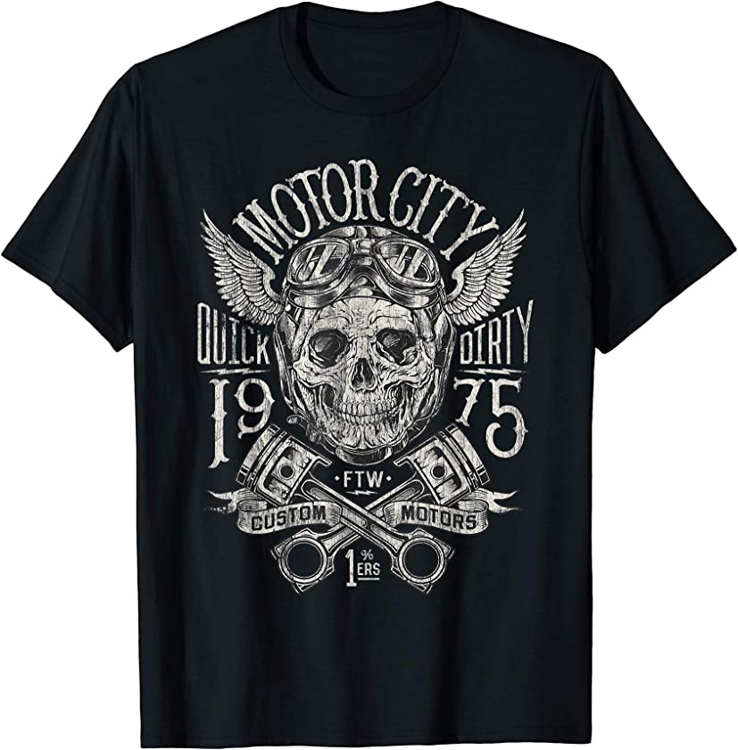 Vintage Skull Helmet Motorcycle Greaser Motors Old Bikers T-Shirt