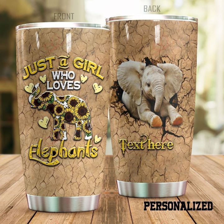 Personalized Elephant  Stainless Steel Tumbler Travel Customize Name, Text, Number, Image