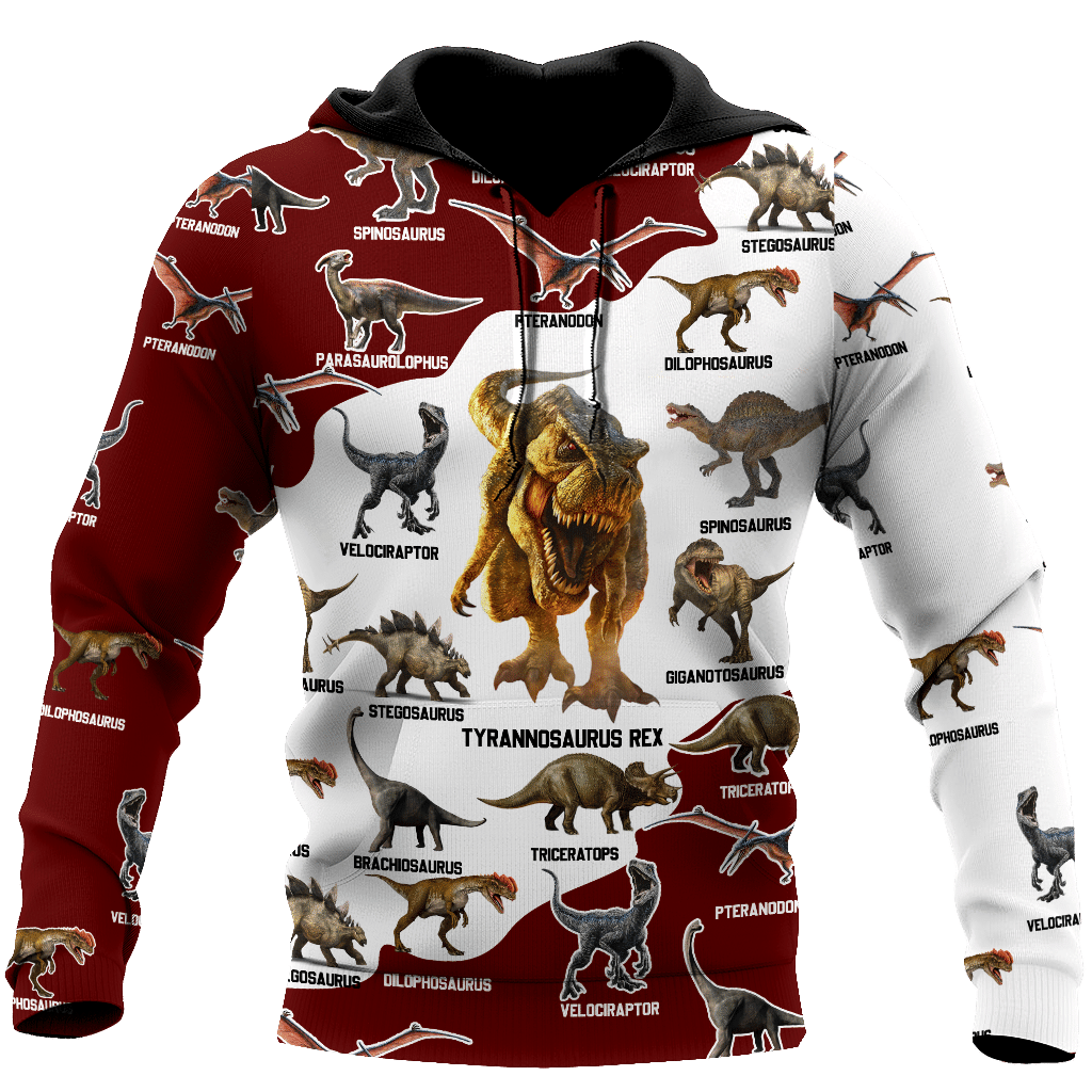 Red Dinosaurs All Over Print Hoodie Shirt For Men And Women