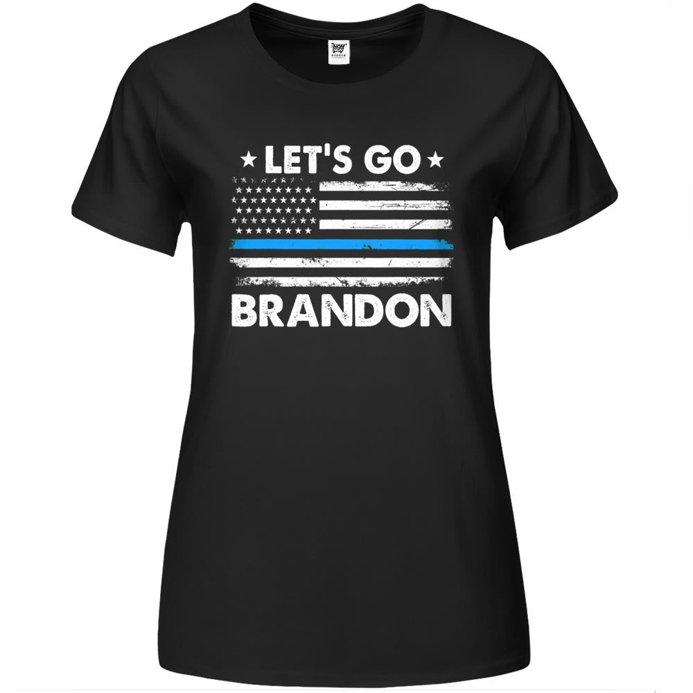 Let’S Go Brandon American Us Flag Blue Line Lets Go Brandon Premium Womens T Shirts