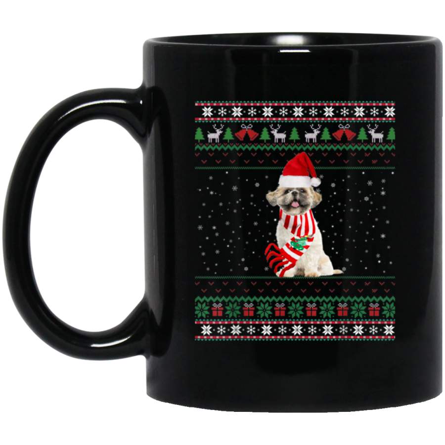 Shih tzu Ugly Christmas  Merry Santa Shih tzu 11 oz 15 oz Mug Black