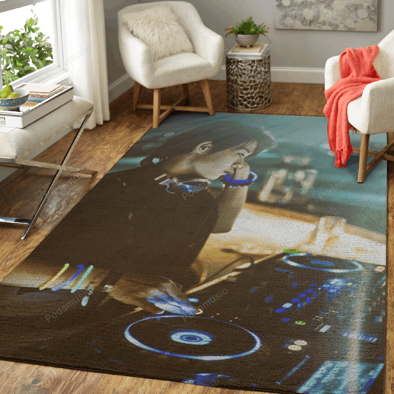 Female DJ live – Music Art For Fans Area Rug Carpet
