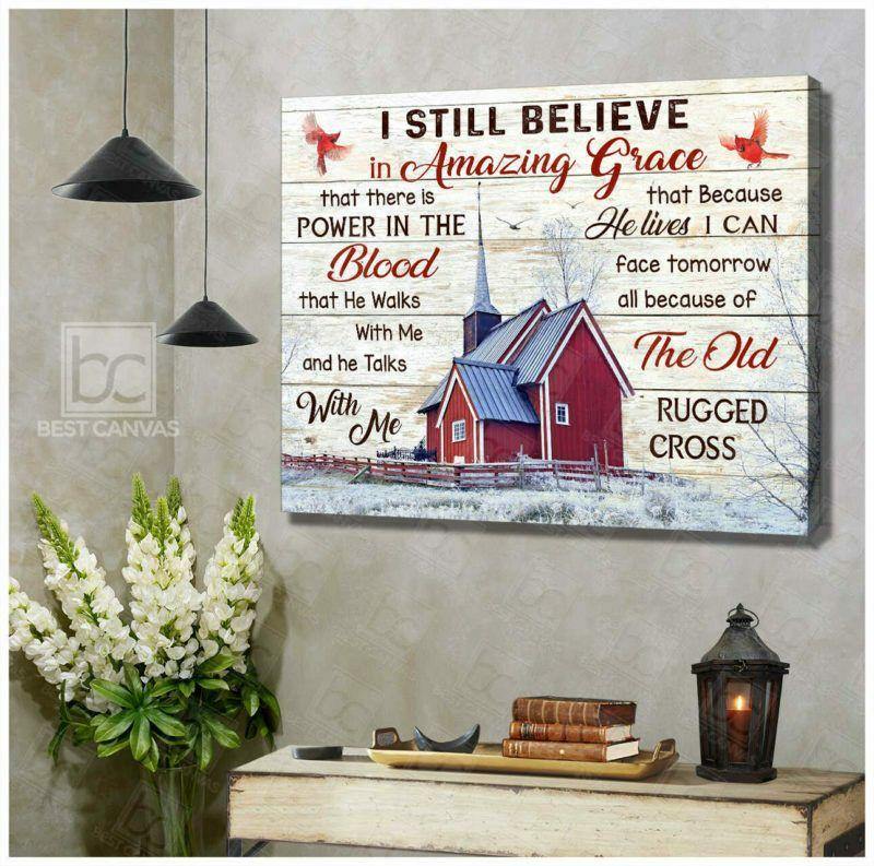 Amazing Grace Church – Best Idea Gift For Dog Lover, Gift For Home Decor, Gift For Family – Horizontal Canvas Matte Canvas Wall Art