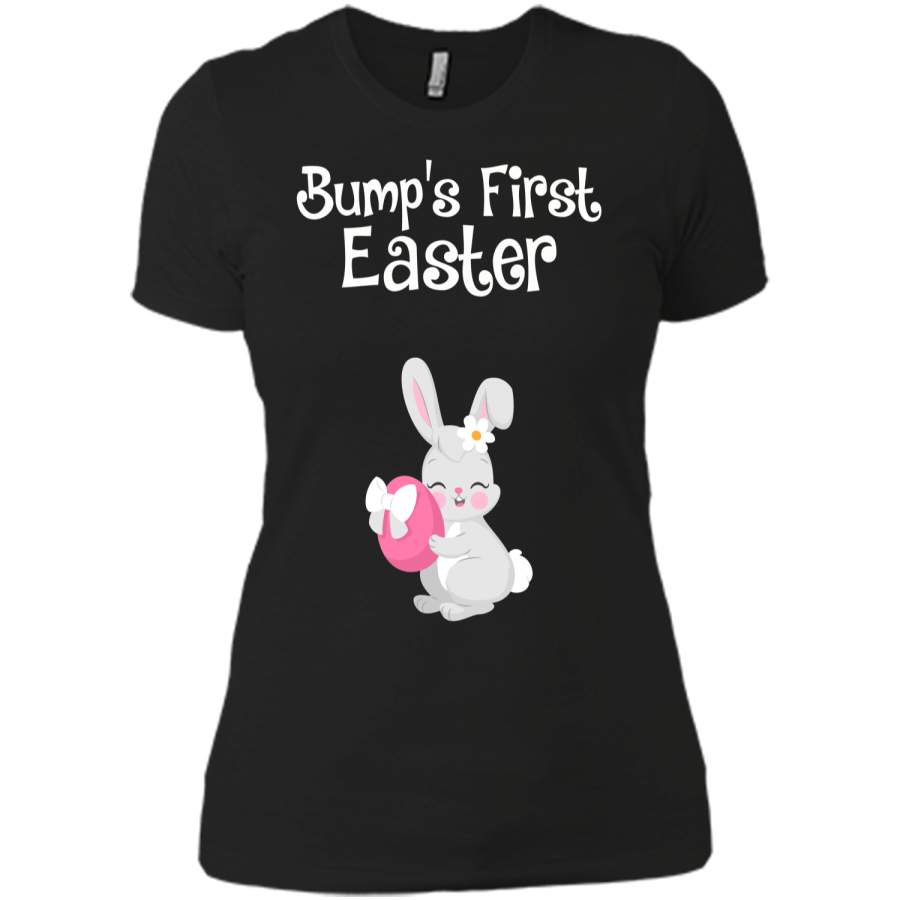 Baby Bumps First Easter Shirt – Bunny Pregnancy Easter Shirt Next Level Ladies Boyfriend Tee