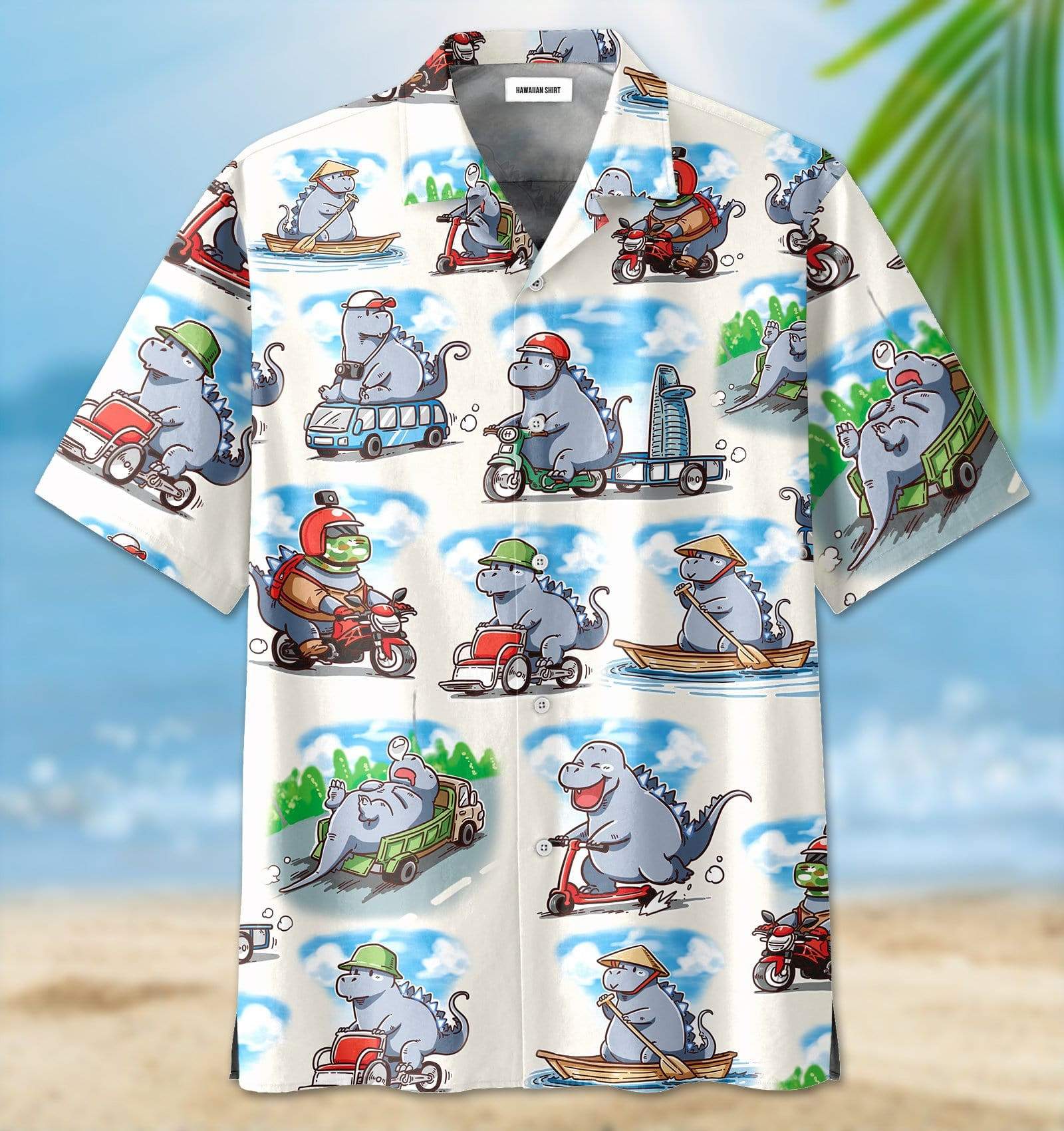 Funny Dinosaur Activities Unisex Hawaii Aloha Shirts Ha32032