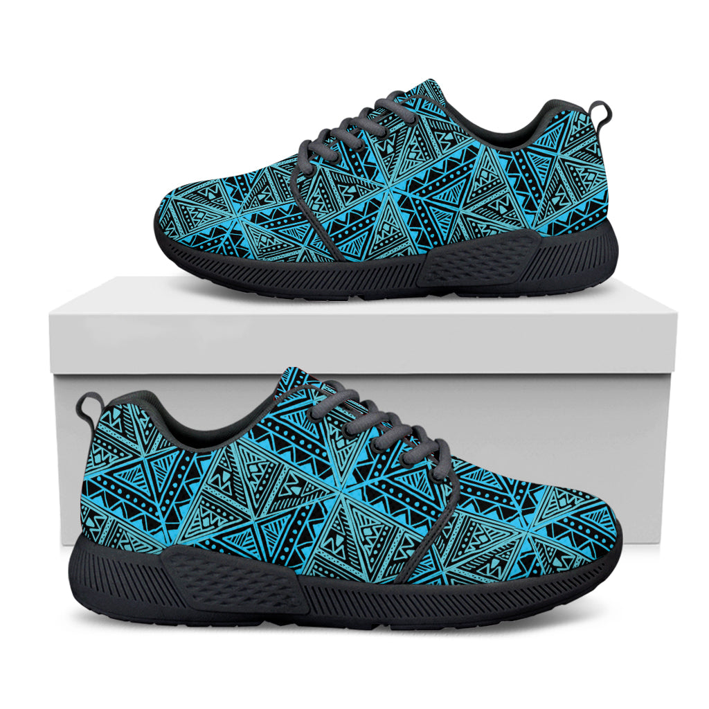 Turquoise African Ethnic Pattern Print Black Athletic Shoes