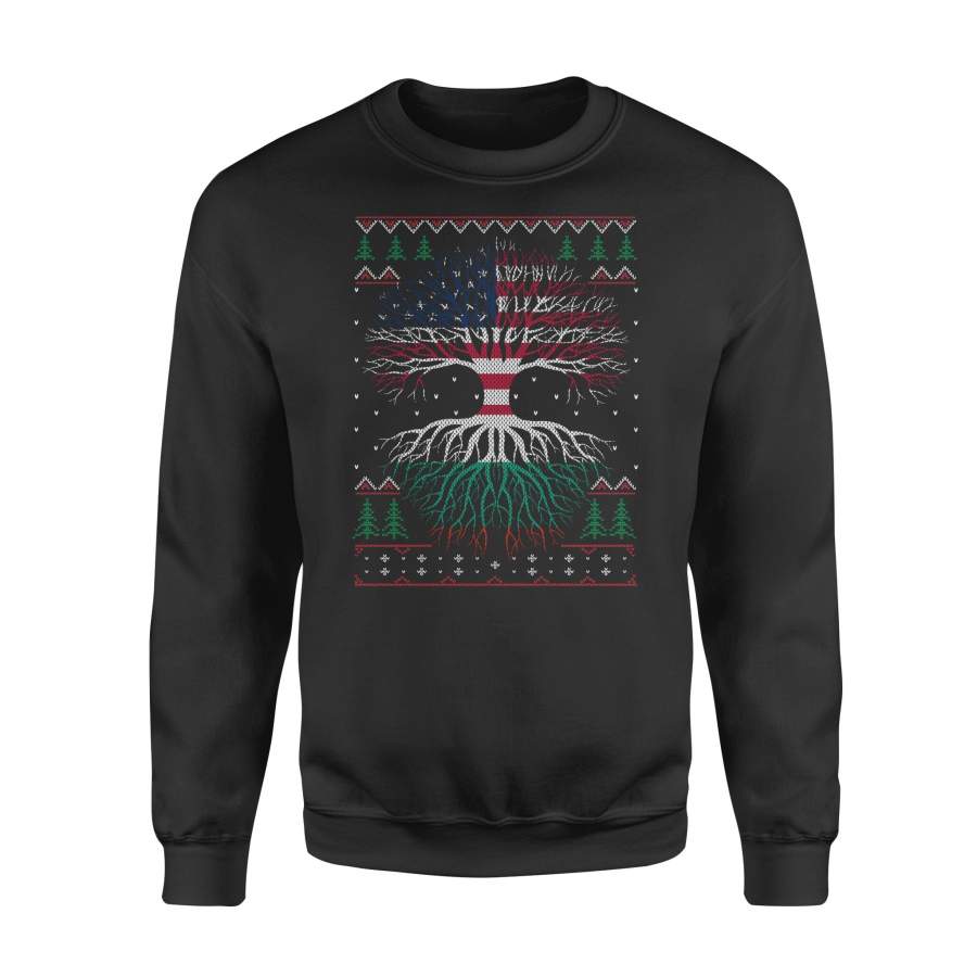 YOLOstuff Bulgarian Roots American US Grown Flag Ugly Christmas – Standard Fleece Sweatshirt