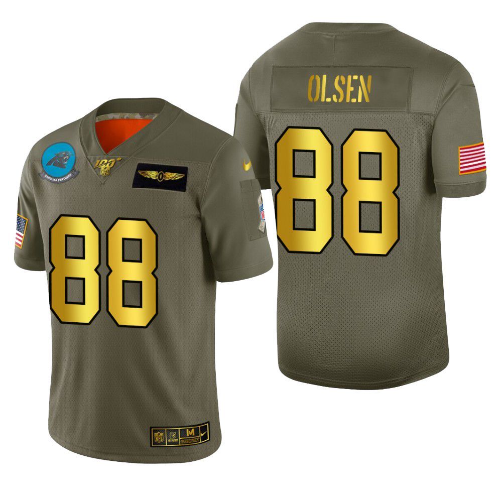 Carolina Panthers Greg Olsen 2019 Salute To Service NFL 100 Mens Jersey Metallic