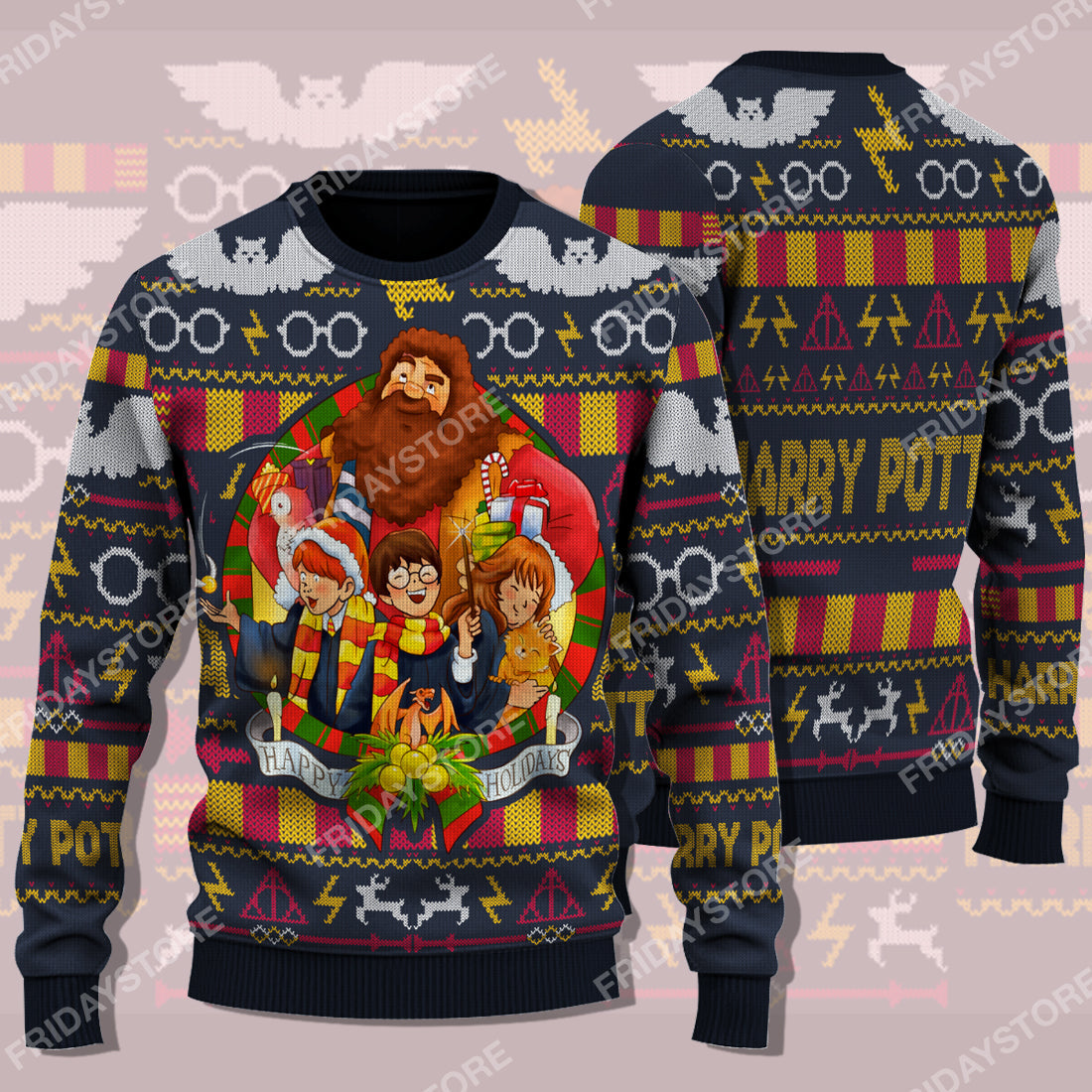 Unifinz Hp Sweater Happy Holiday Ugly Sweater Cute High Quality Hp Ugly Sweater Hp Christmas Sweater 2022