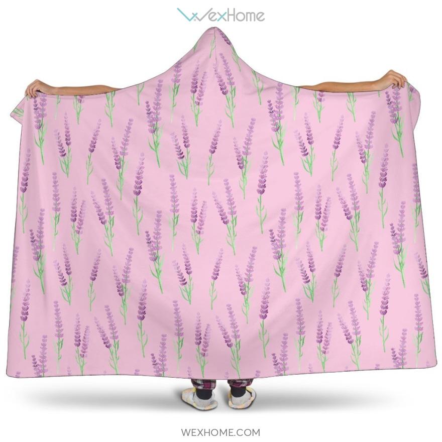 Lavender Pattern Pink Background Hooded Blanket