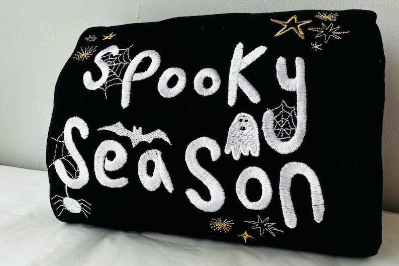 Spooky Season Halloween Embroidered Sweatshirt 2D Crewneck Sweatshirt All Over Print Sweatshirt For Women Sweatshirt For Men Sws3387