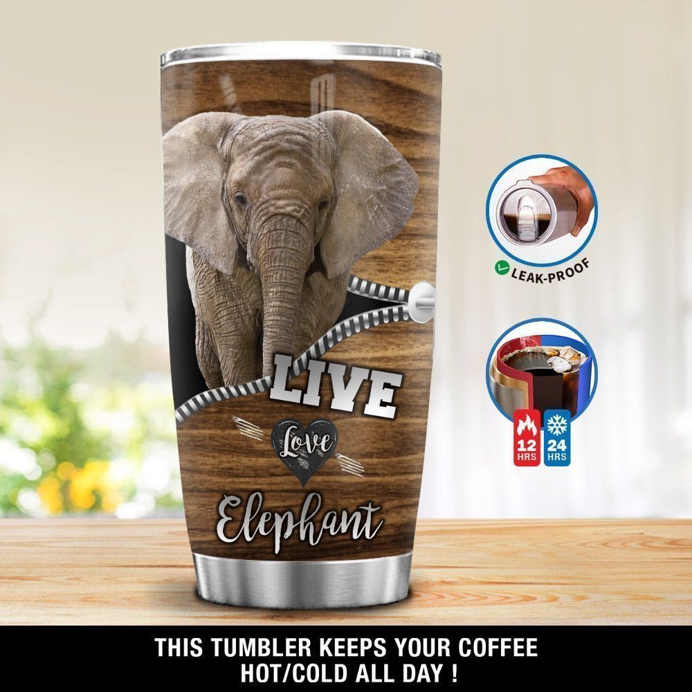 Personalized Live Love Elephant Gift For Lover Day Travel Tumbler All Over Print Size 20Oz – 30Oz