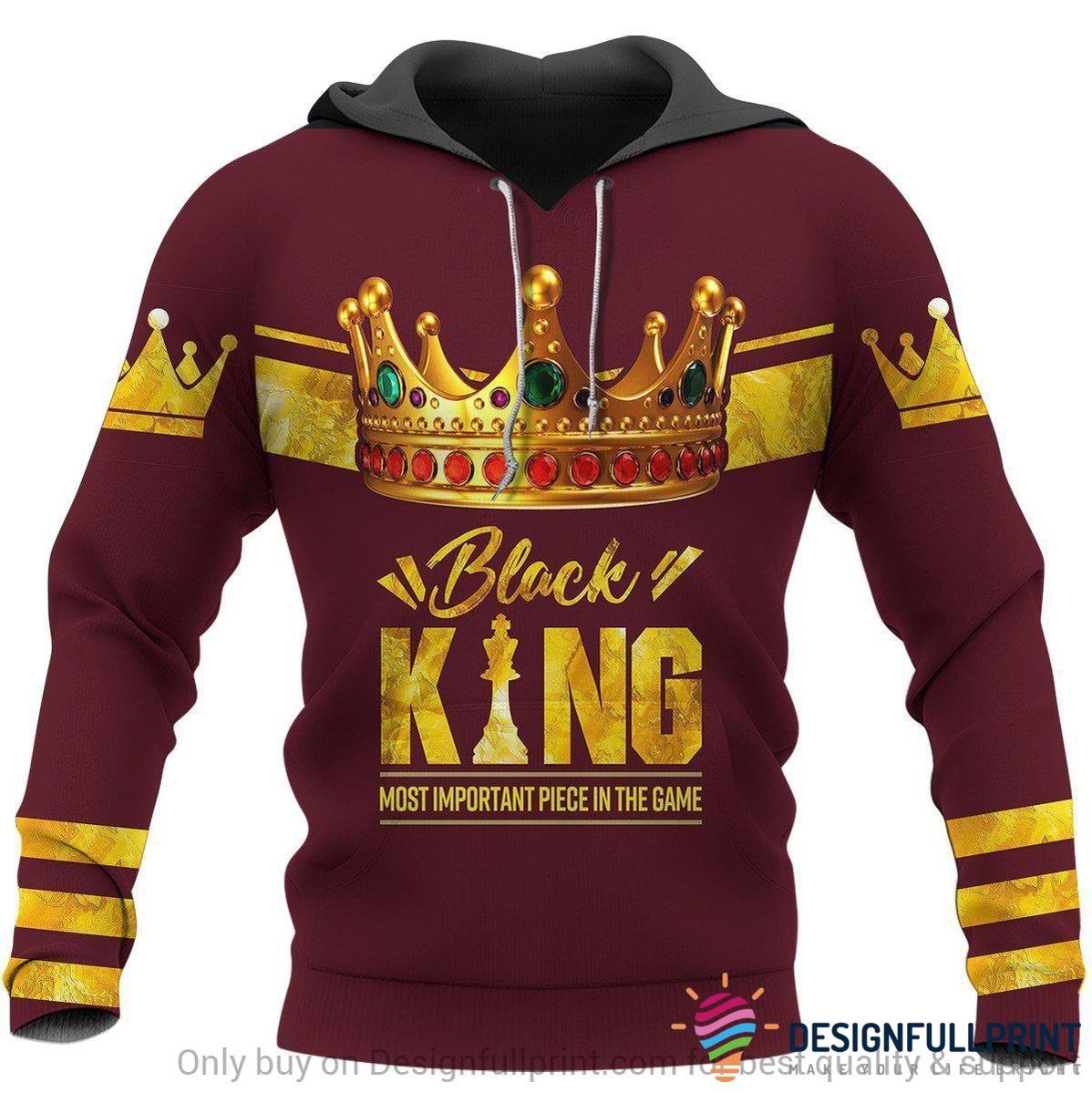 Black American Gift Red Black King Most Important Piece In The Game Personalized Unisex Hoodie