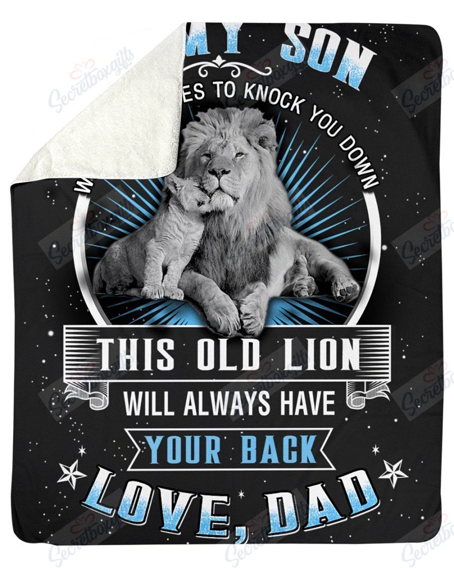 To My Son This Old Lion Will Always Have Your Back When You Knocked Down Yq1101096Cl Fleece Blanket