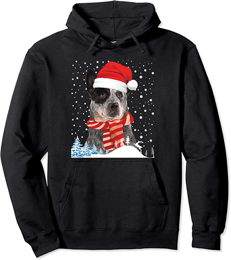 Australian Cattle Dog Ugly Christmas Sweater Santa Hat Xmas Pullover Hoodie