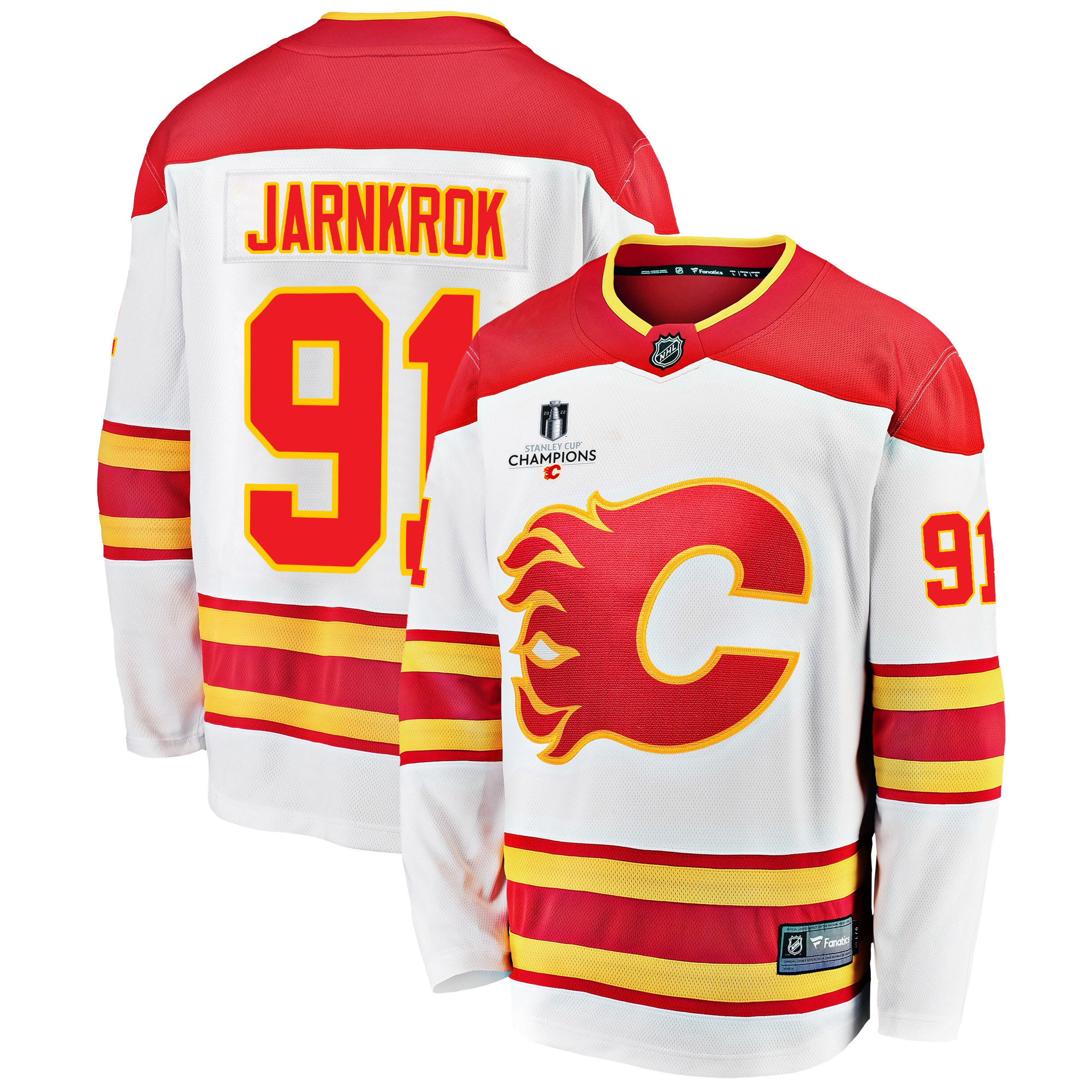 Calgary Flames Calle Jarnkrok 91 Away 2022 Stanley Cup Champions Breakaway Men Jersey – White