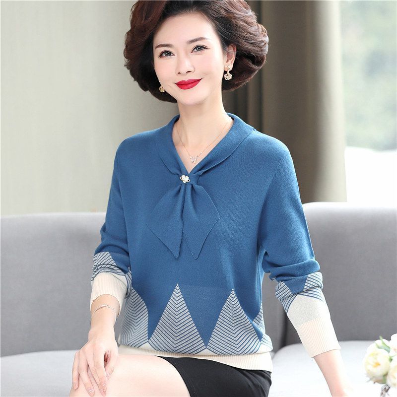 2022 New Mother Autumn Winter Long Sleeved Tops Women’s Sweater Knitted Jumper Loose Thick Elegant Knitting Pullover W2406 alx