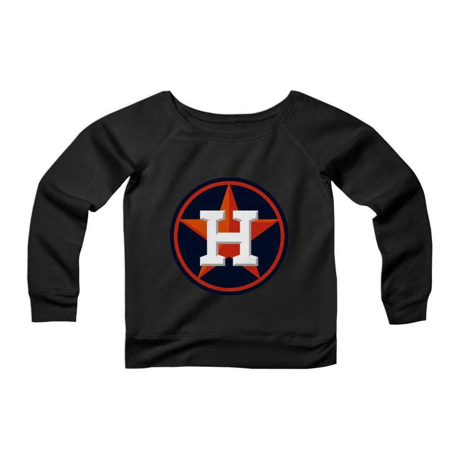 Houston Astros Retro Star World Series Champions Womans Wide Neck Sweatshirt Sweater