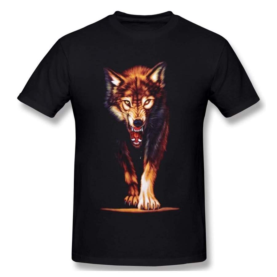 Summer T-Shirts Wolf Short Sleeve T-Shirt For Adult Mens Black