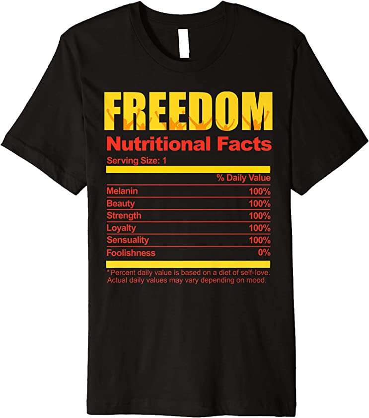 Juneteenth Black Queen King Freedom Nutritional Facts Women Premium T-Shirt