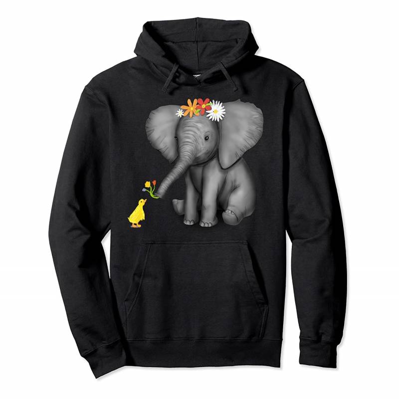 Baby Elephant & Duck Flowers Clothes Outfit Gift Elephants Pullover Hoodie, T Shirt, Sweatshirt