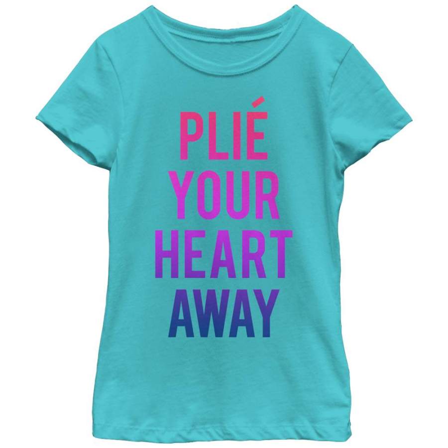 CHIN UP Girl’s Plie Your Heart Away  T Shirt Tahiti Blue