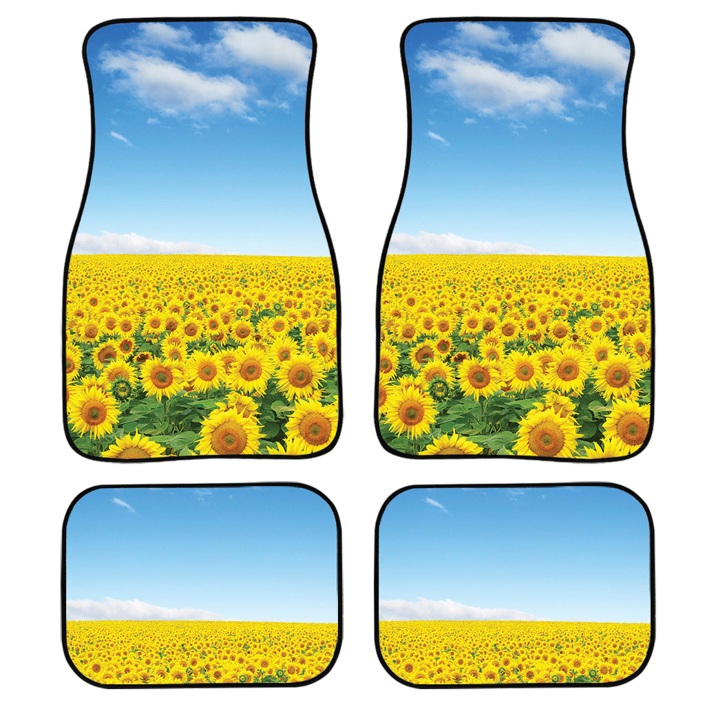 Sunflower Field Print Front And Back Car Floor Mats, Front Car Mat