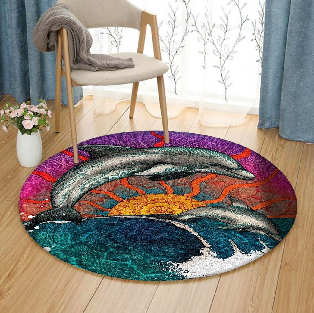 Mandala Dolphin GE1754 Round Rug  CYSI2907