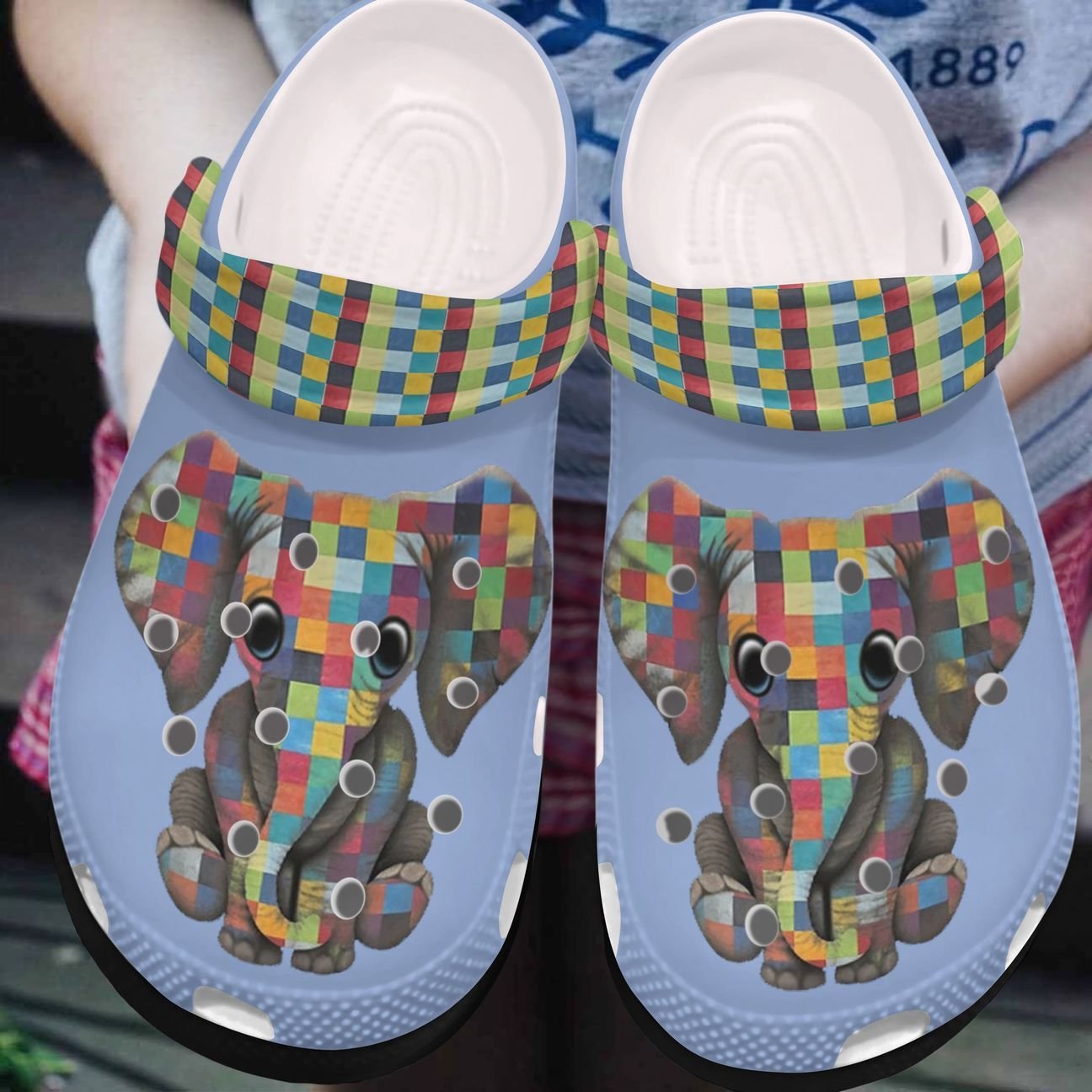 Elephant Personalized Clog, Custom Name, Text, Color, Number Fashion Style For Women, Men, Kid, Print 3D Colorful Elephant