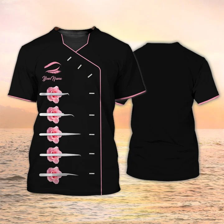 Salon Uniform Tshirt Spa Custom T Shirt 3D Tweezer Shirts Women Spa Shirt